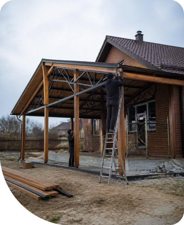 Пристройка навеса к дому и участку в Полевской под ключ